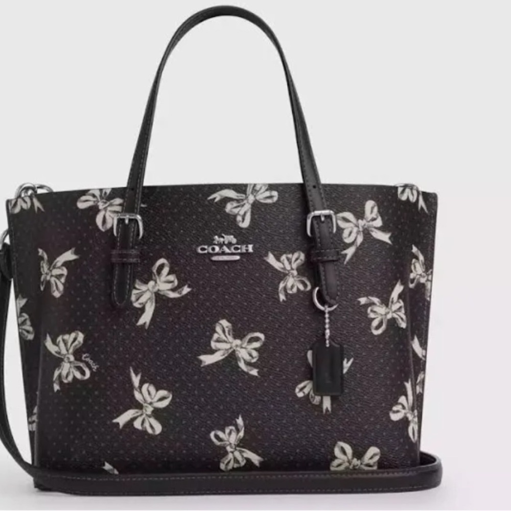 Coach Black and Cream Bow Pattern Tote